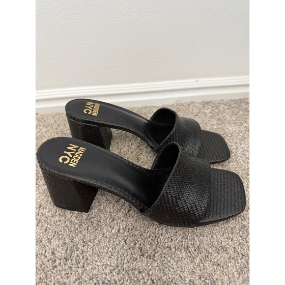 Madden NYC Black Heeled Slides – Women's Size 10 - Picture 4 of 7